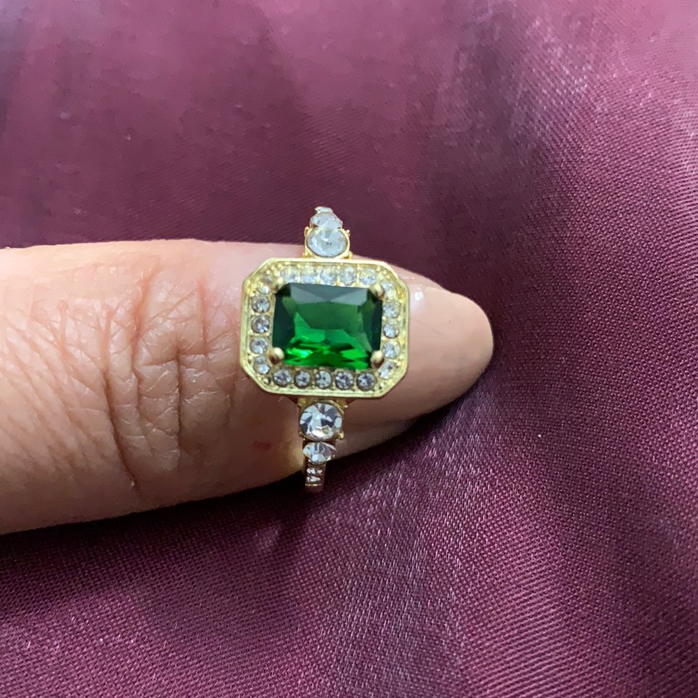 Emerald Crystal Halo ring size 11